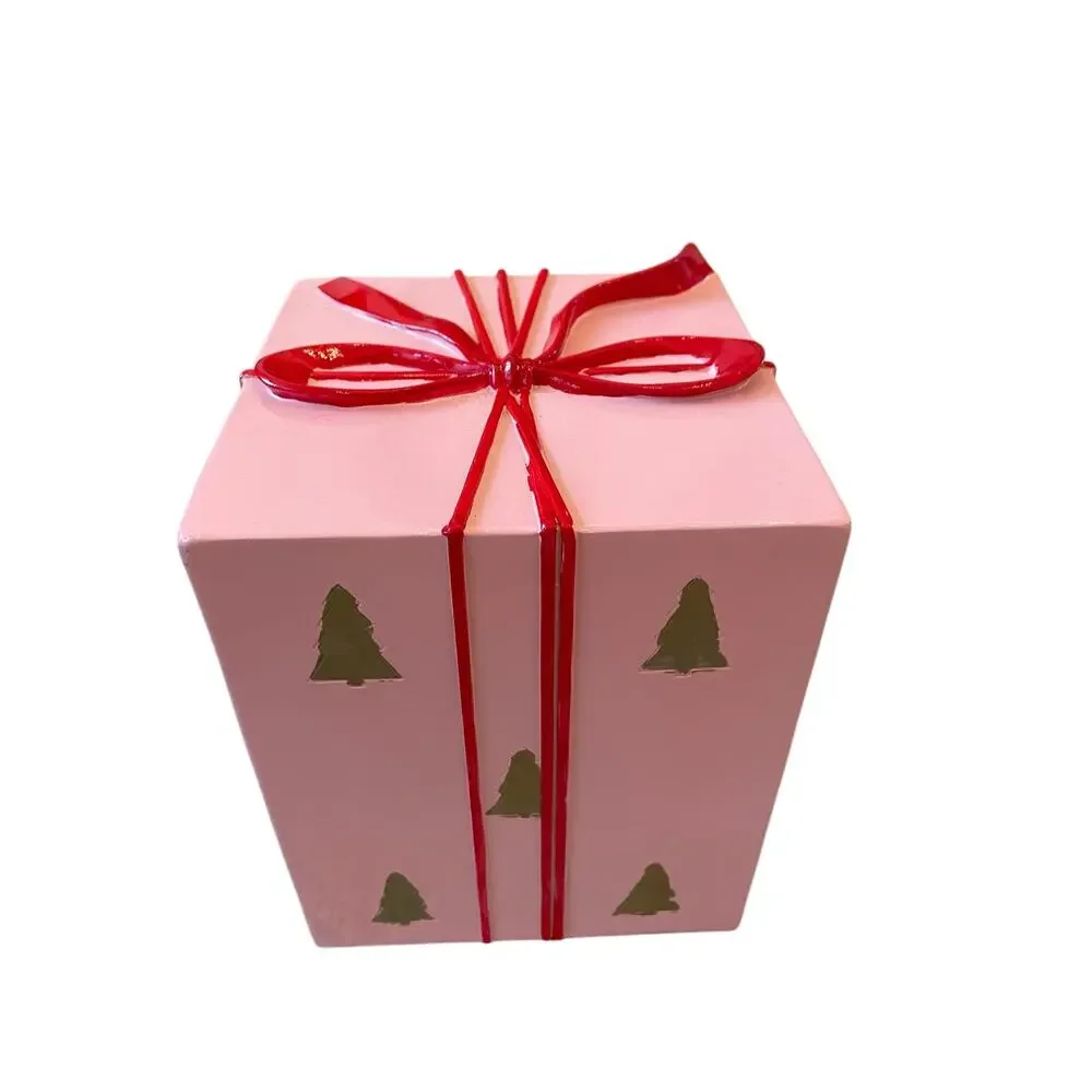 34th & Pine Pink Christmas Present Red Bow Outdoor Safe Holiday Decor New